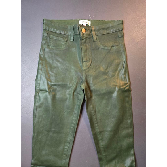 Women's L'AGENCE Green Coated Skinny Jeans Size 25 - Picture 3 of 9
